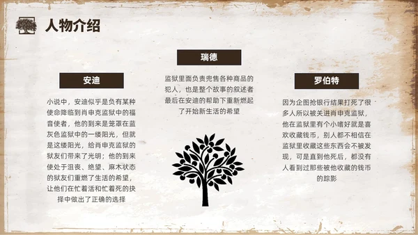 复古咖啡色肖申克的救赎读书分享会PPT课件