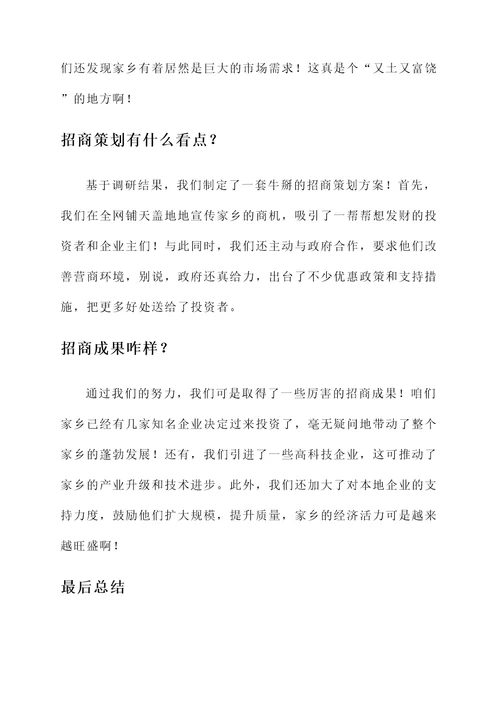 回归家乡招商工作总结汇报