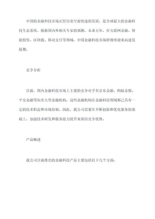 金融公司前期计划书