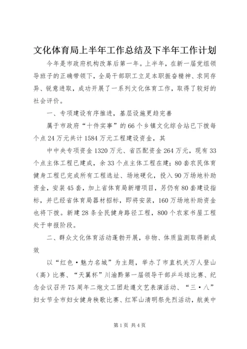 文化体育局上半年工作总结及下半年工作计划 (2).docx