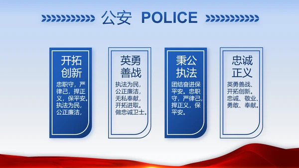 蓝色大气执法为民公正廉洁公安警察动态PPT