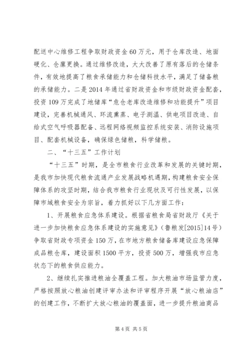 粮食局十二五工作总结和十三五工作计划.docx