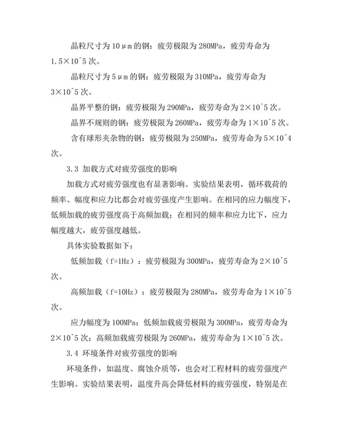 工程材料的疲劳强度分析与优化研究