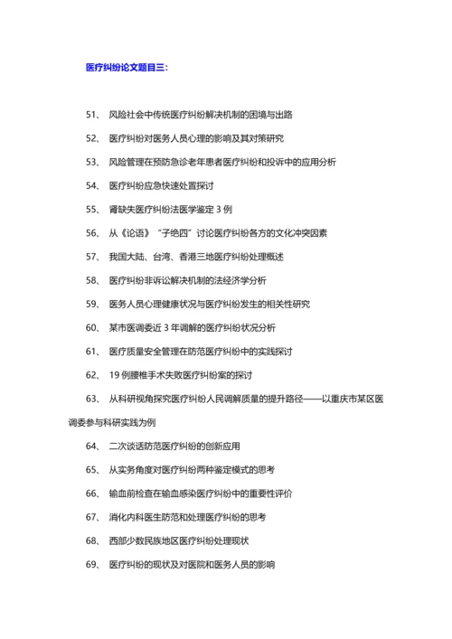 医疗纠纷论文题目(最新题目100个).docx