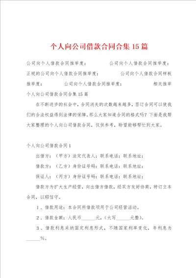 个人向公司借款合同合集15篇