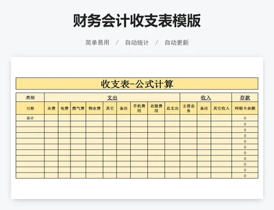 财务会计收支表模版