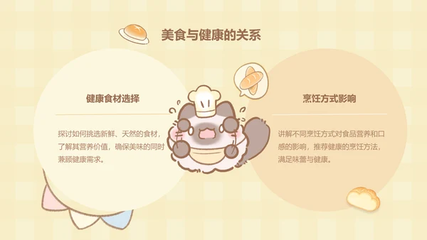 团团猫黄色卡通风美食介绍ppt模版