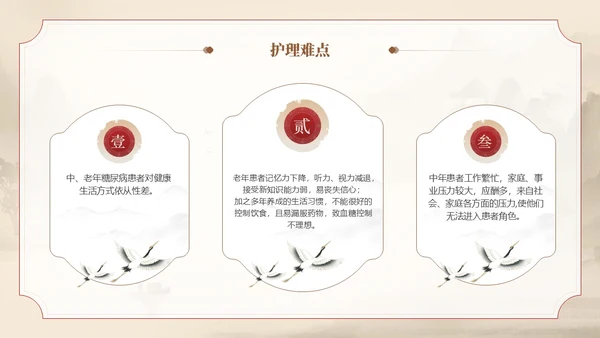 棕色水墨传统笔刷大气中医药糖尿病护理实拍操作培训PPT