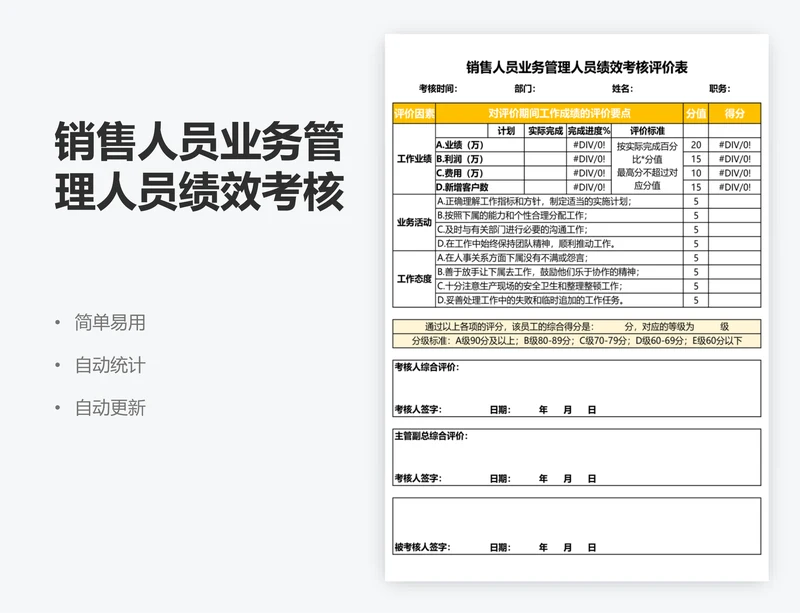 销售人员业务管理人员绩效考核