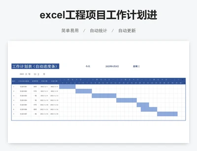 excel工程项目工作计划进度表模板