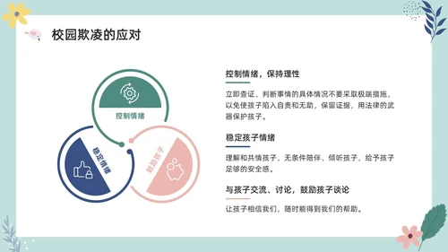 彩色小清新卡通预防校园欺凌家长会PPT课件