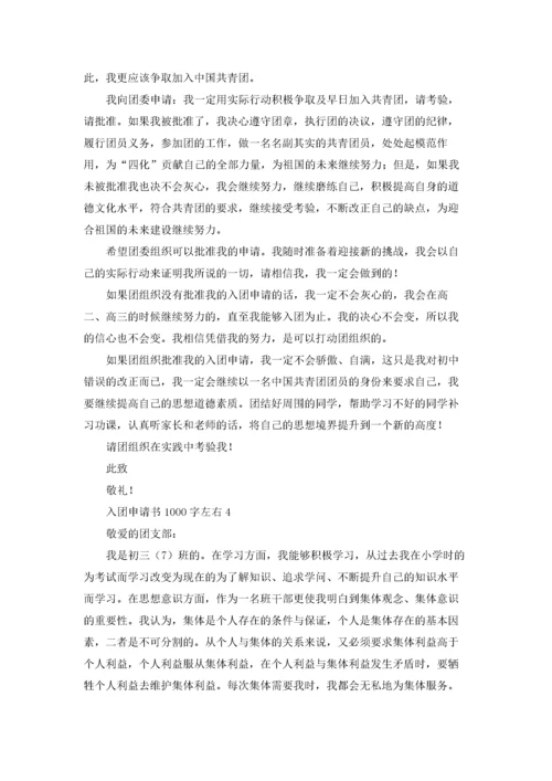 入团申请书1000字左右优秀10篇.docx