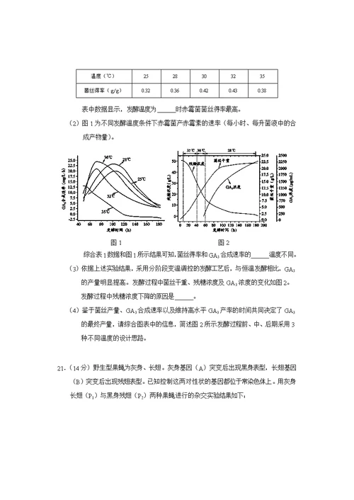 2020年普通高中学业水平考试等级性考试生物测试(共11页)