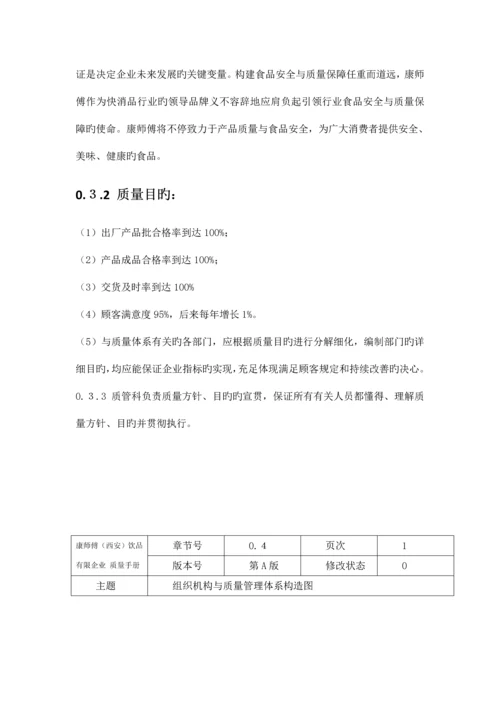 康师傅西安饮品有限公司质量手册.docx