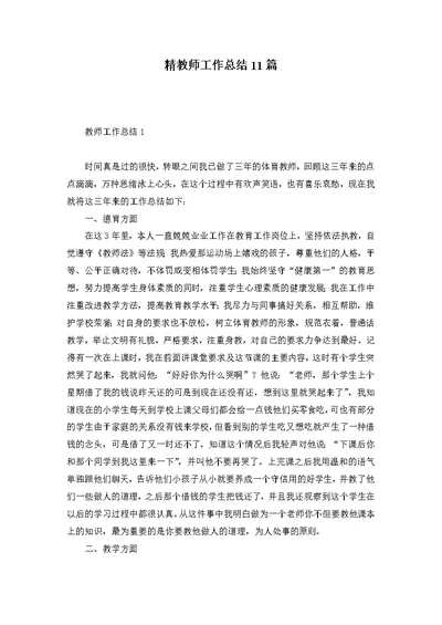 精教师工作总结11篇