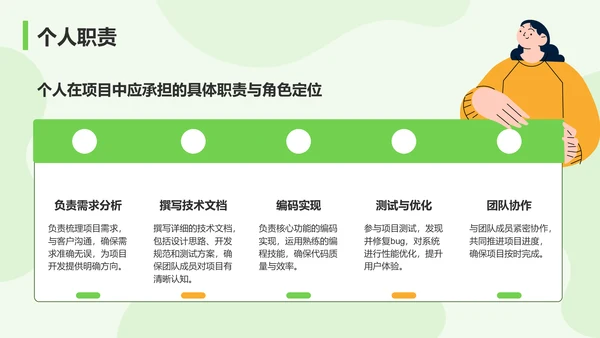 绿色插画风小组成员自我介绍PPT模板