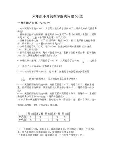 六年级小升初数学解决问题50道（巩固）word版.docx