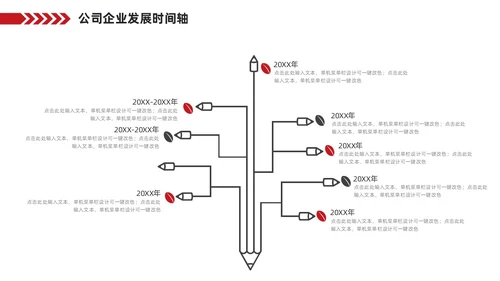 红色企业公司发展历程大事记时间轴PPT图表