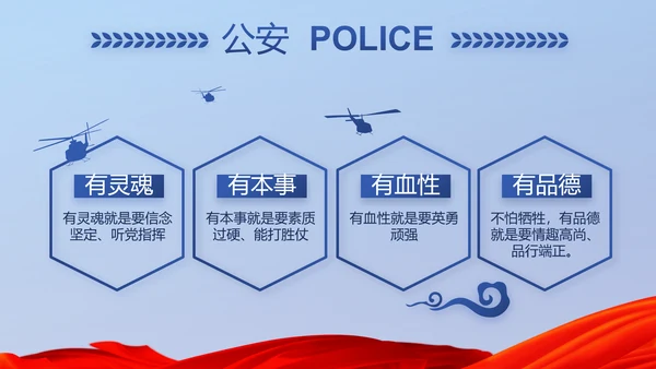 蓝色大气公安警察派出所演讲动态PPT