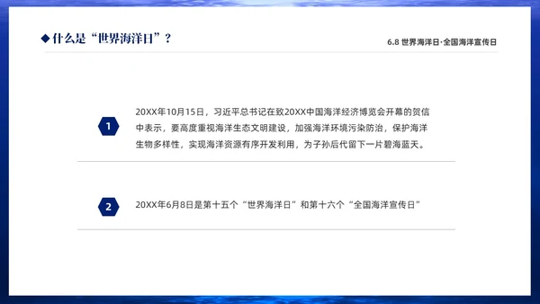 深蓝色简约68世界海洋日全国海洋宣传日PPT