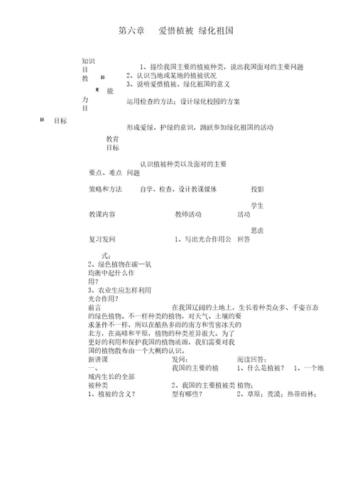 部编人教生物初中七年级上册的《第六章爱护植被,绿化祖国爱护植被,绿化祖国》91