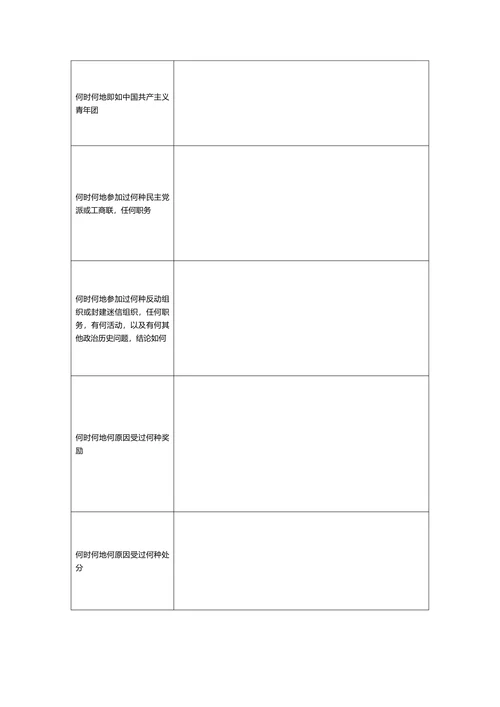 入党申请表格-全套表格