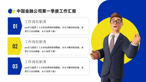 3D商务人士季度工作汇报总结通用PPT模板