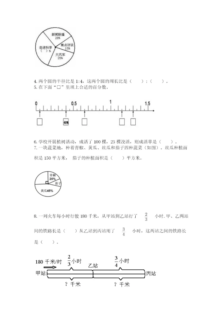 六年级上册数学期末测试卷带答案（突破训练）.docx