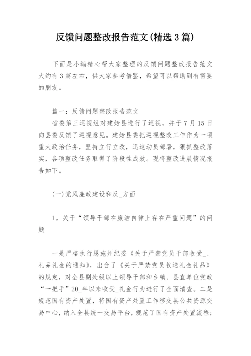 反馈问题整改报告范文(精选3篇).docx