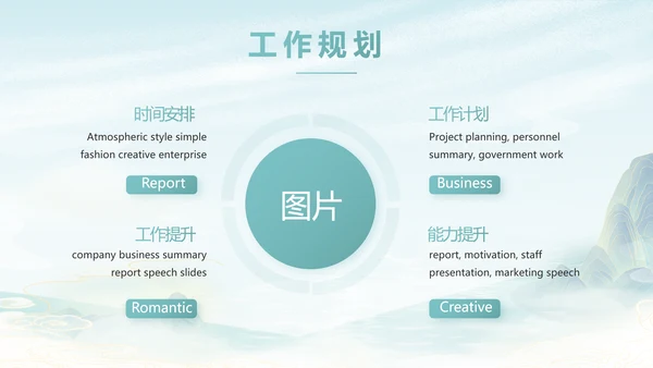 蓝色中国风春天春旅游电子相册PPT