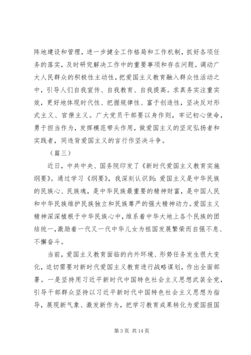 学习新时代爱国主义教育实施纲要心得体会（10篇）.docx