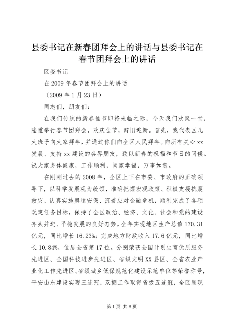 县委书记在新春团拜会上的讲话与县委书记在春节团拜会上的讲话 (2).docx