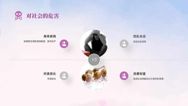 紫色展板风小学生禁毒宣传PPT模板禁毒日（禁毒）