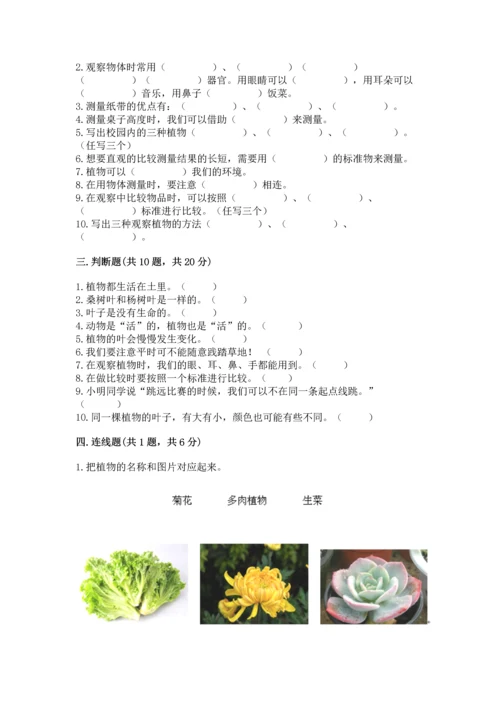 教科版一年级上册科学期末测试卷（全优）word版.docx