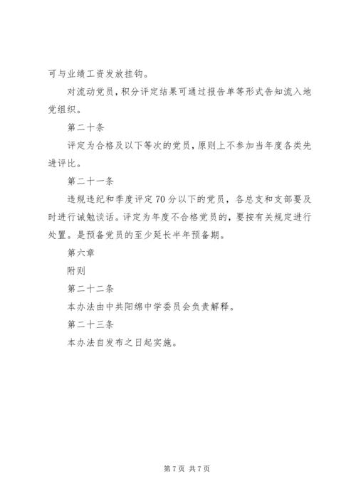阳绵中学党员先锋行为管理考核方案.docx