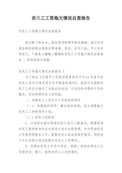 农民工工资拖欠情况自查报告.docx