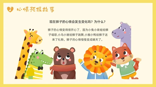 黄色小清新大班心情预报PPT课件