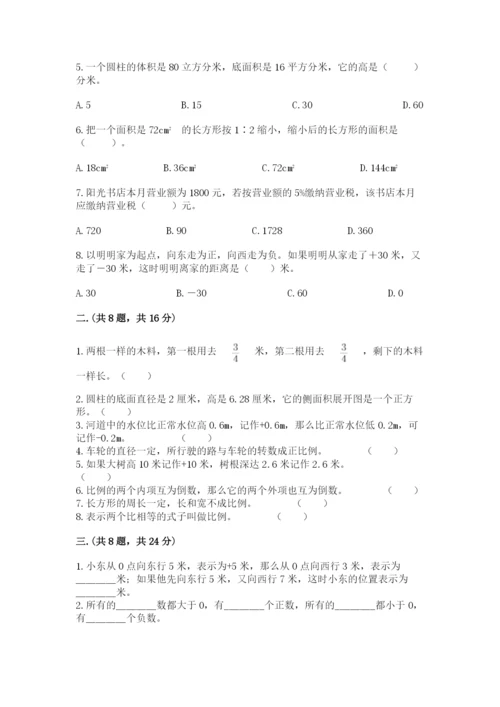 苏教版数学小升初模拟试卷附参考答案【精练】.docx