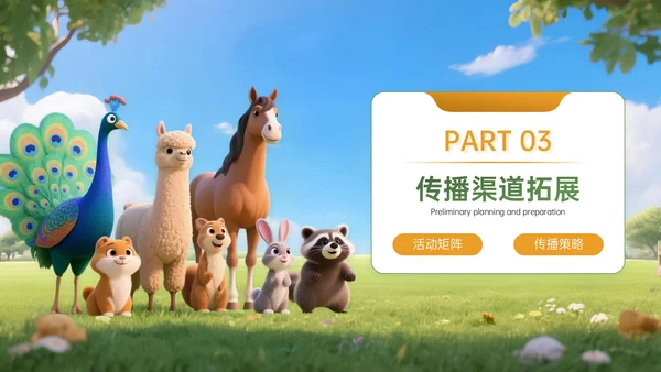 绿黄色3D关于世界动物日宣传活动主题PPT模板
