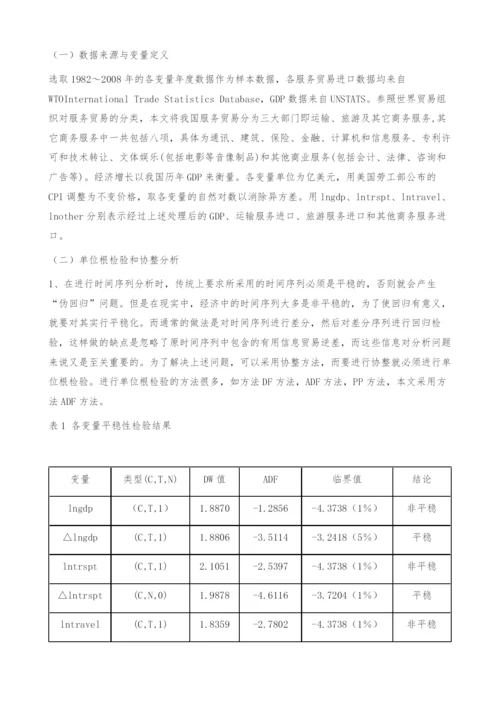 中国服务贸易进口结构与经济增长的实证分析-贸易逆差.docx