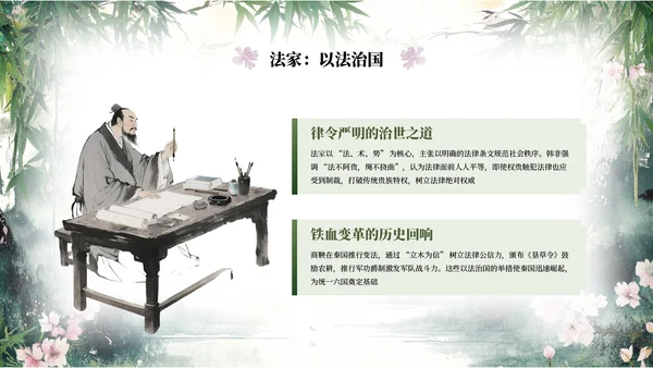 绿色系中式水墨风浮光吟PPT模板