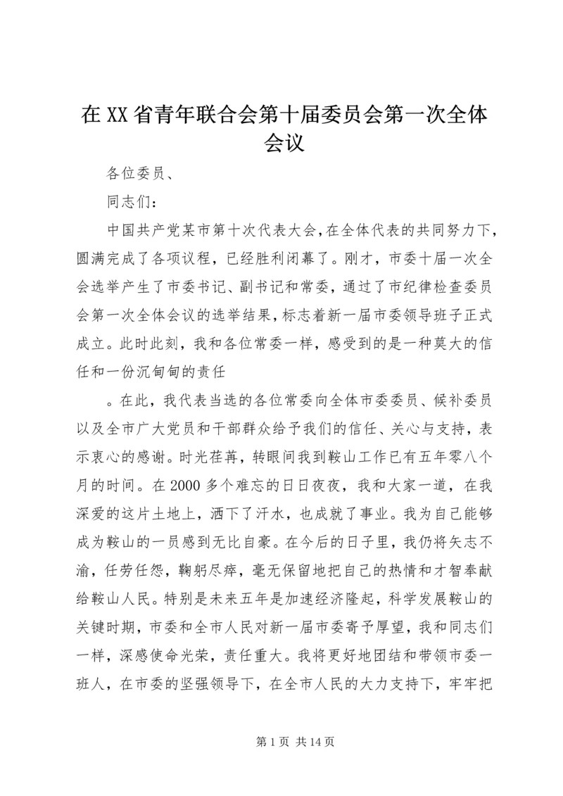 在XX省青年联合会第十届委员会第一次全体会议 (4).docx