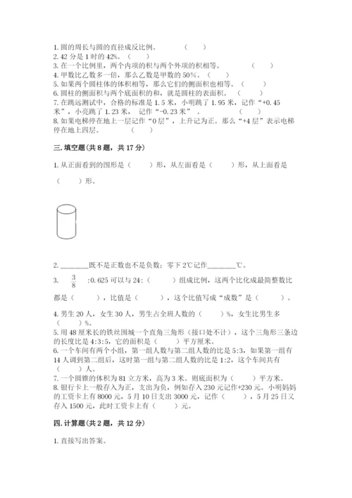 人教版六年级下册数学期末测试卷含完整答案（精品）.docx