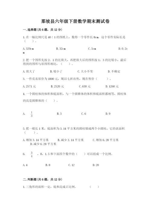 那坡县六年级下册数学期末测试卷及完整答案1套.docx