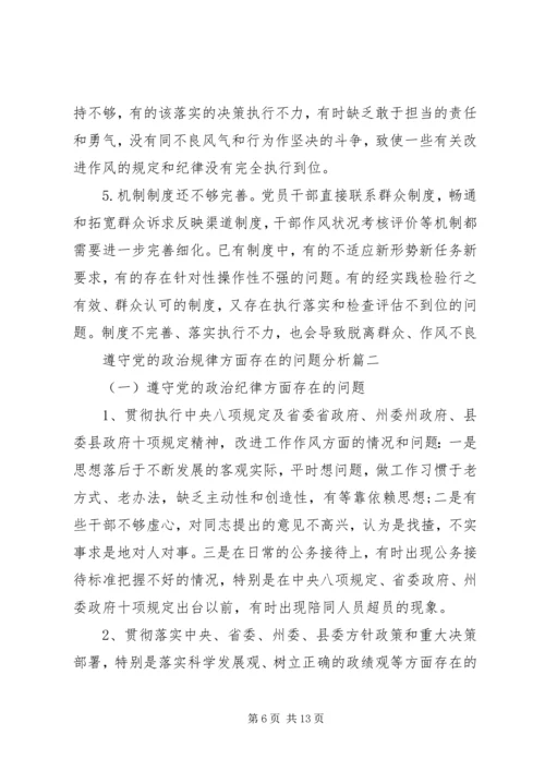 遵守党的政治规律方面存在的问题分析.docx