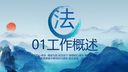 蓝色中国风道德与法治总结PPT