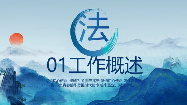 蓝色中国风道德与法治总结PPT