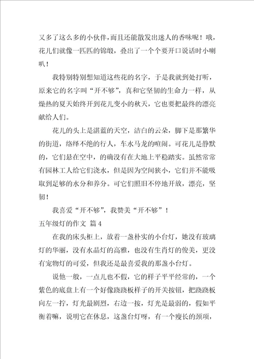 精选五年级灯的作文汇总九篇