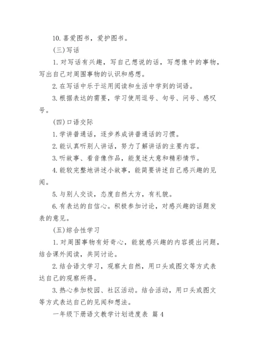 一年级下册语文教学计划进度表.docx