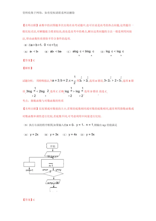 全国高考数学(理科)试题及答案-全国1卷(解析版)只是分享.docx